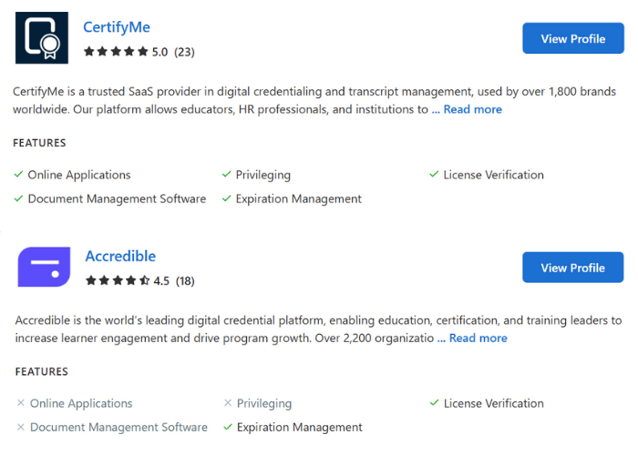 CertifyMe vs Accredible - Capterra Comparison